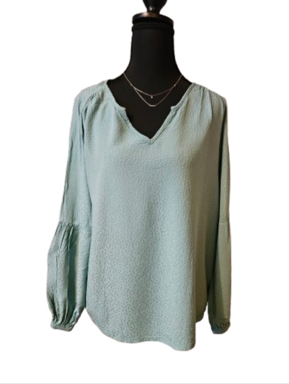 Time And True Women's Medium Aqua Blue Blouse